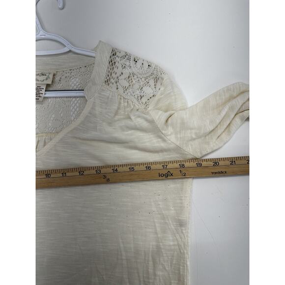 Bella Dee Jour Womens Blouse Size Large Cream Long Sleeve Lace Back V-Neck - Picture 7 of 10